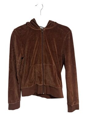 Aritzia Sunday Best Brown Velour Zip Hoodie Sweater